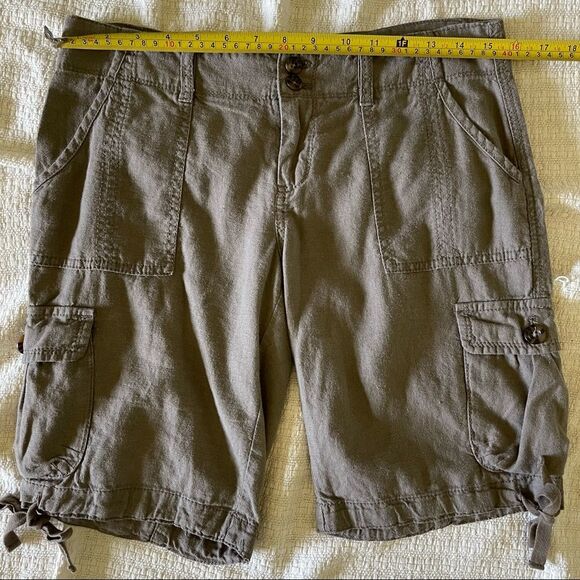 OLD NAVY grey / brown linen cargo shorts - size 4 - Picture 7 of 11